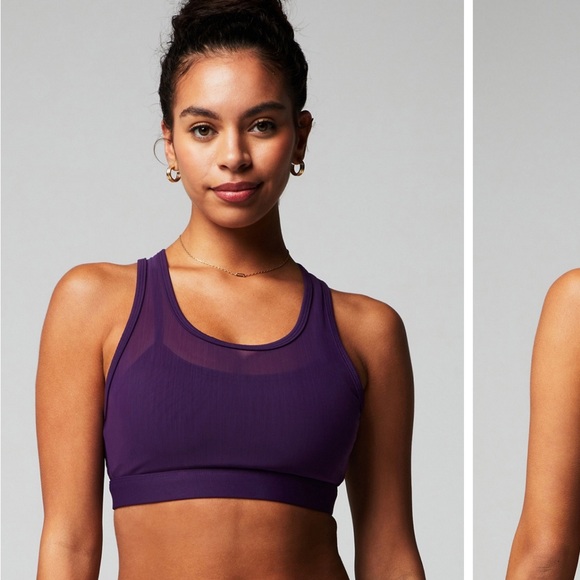 Fabletics Faye High Impact Sports Bra Luxe Plum Purple Size M Strappy Crossback - Picture 2 of 10